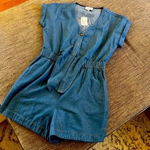 Blue FRNCH denim romper. Size L. Never worn.